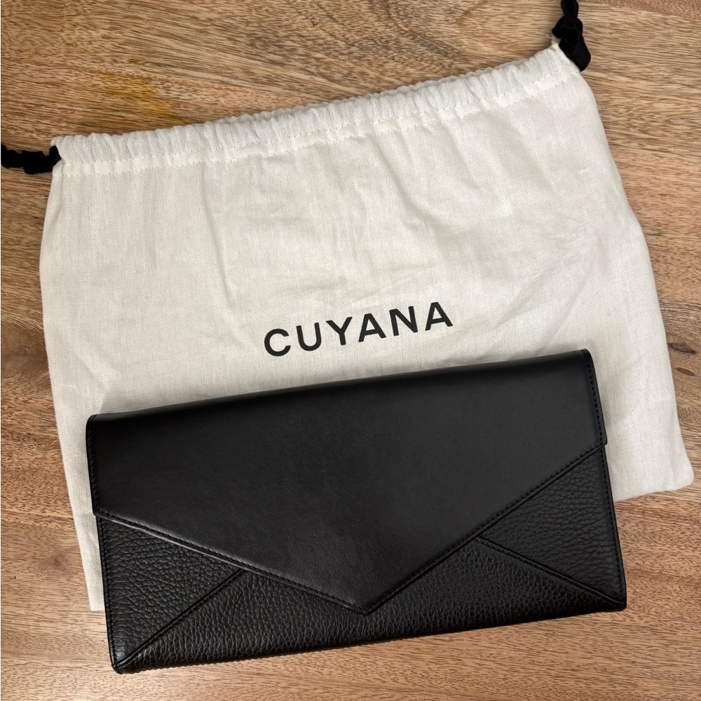 Cuyana Leather Envelope Clutch, Black